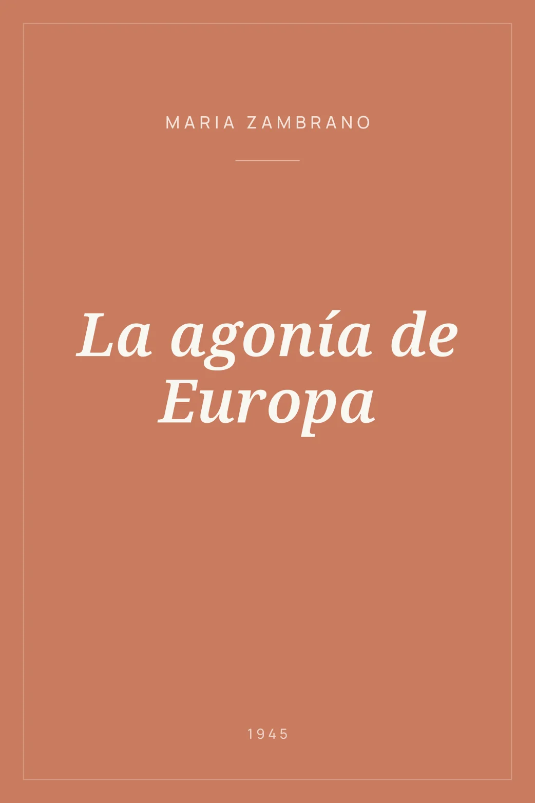 Portada de La agonía de Europa