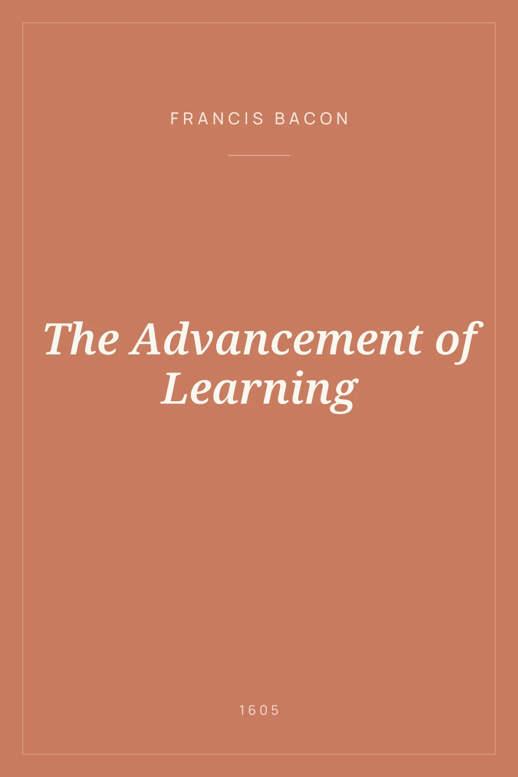 Portada de The Advancement of Learning