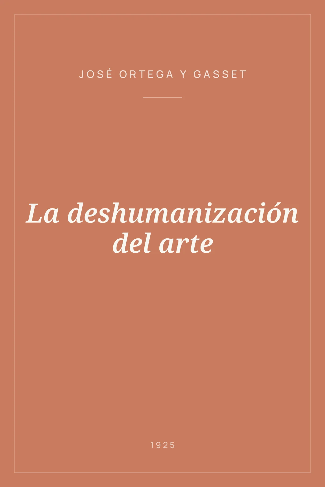 Portada de La deshumanización del arte