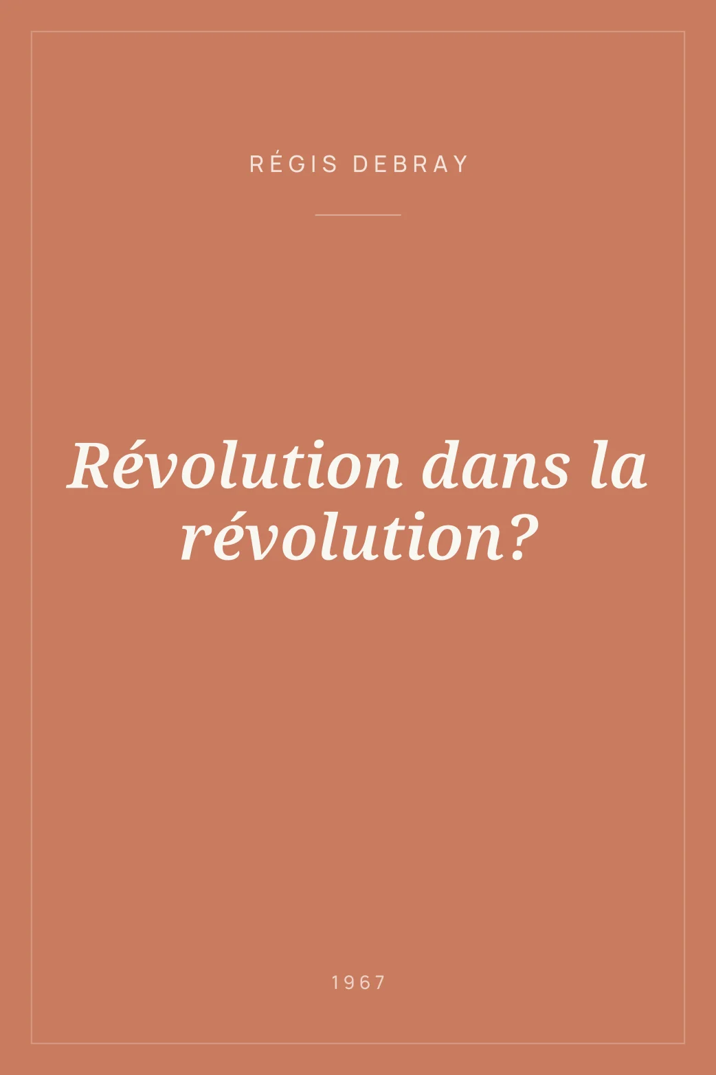 Portada de Révolution dans la révolution?