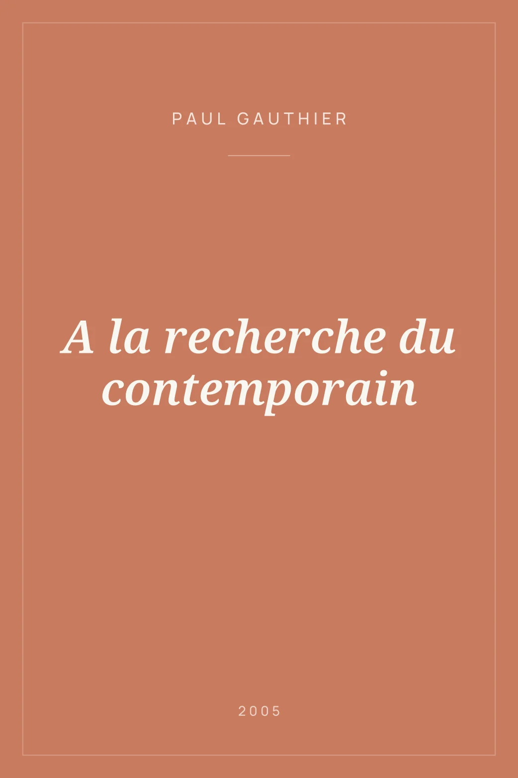 Portada de A la recherche du contemporain