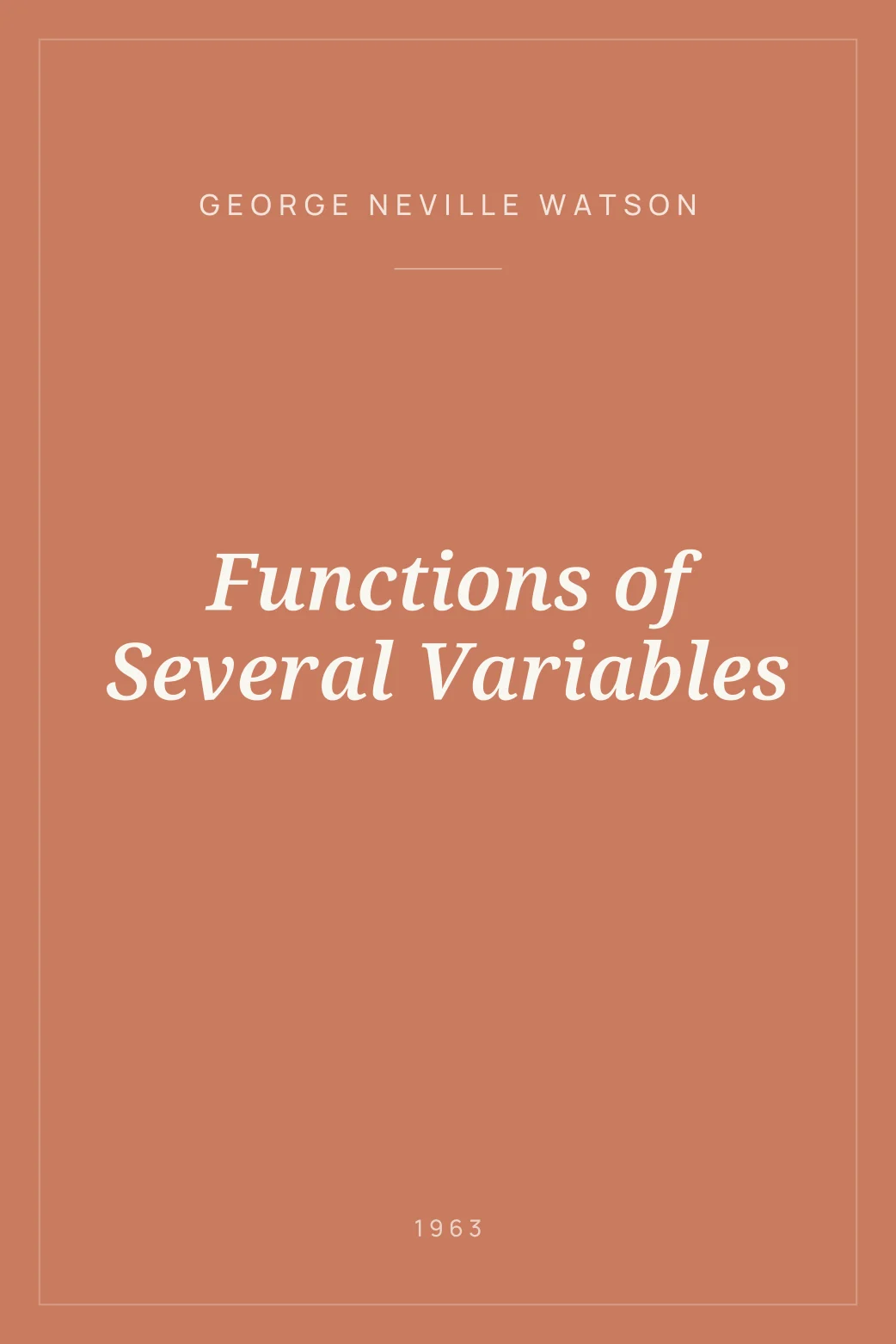 Portada de Functions of Several Variables