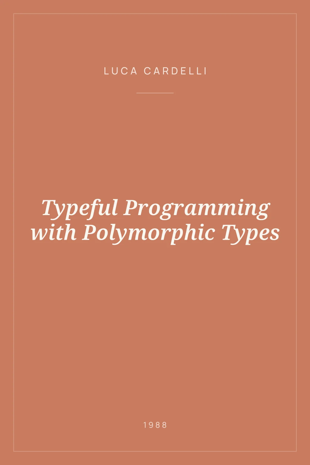 Portada de Typeful Programming with Polymorphic Types