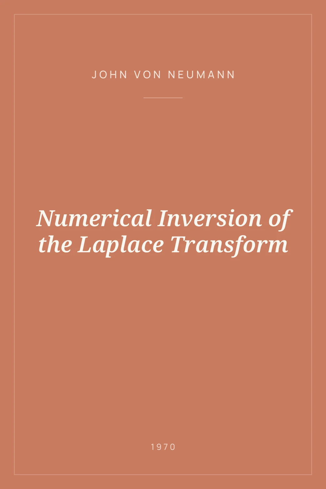 Portada de Numerical Inversion of the Laplace Transform