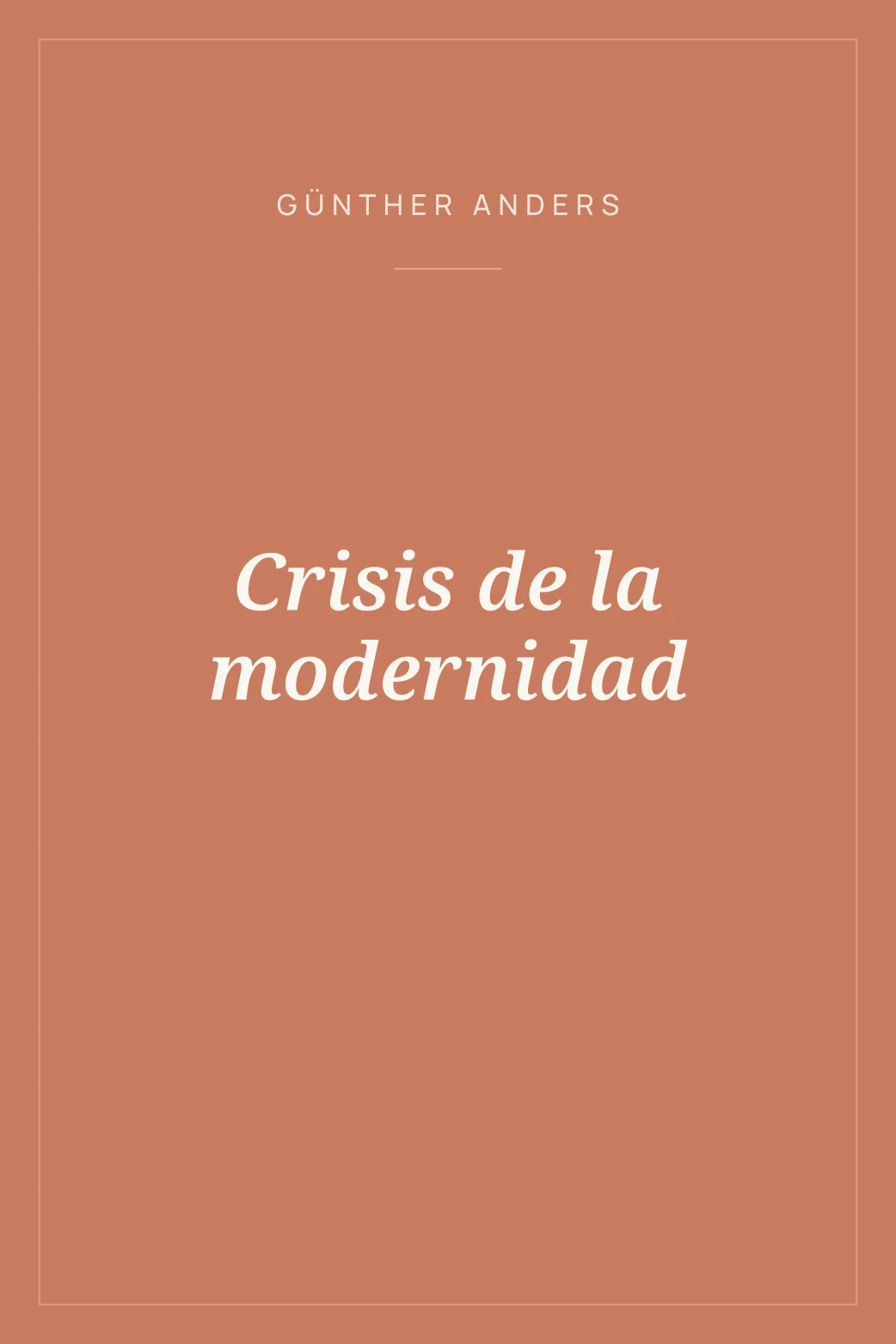 Portada de Crisis de la modernidad