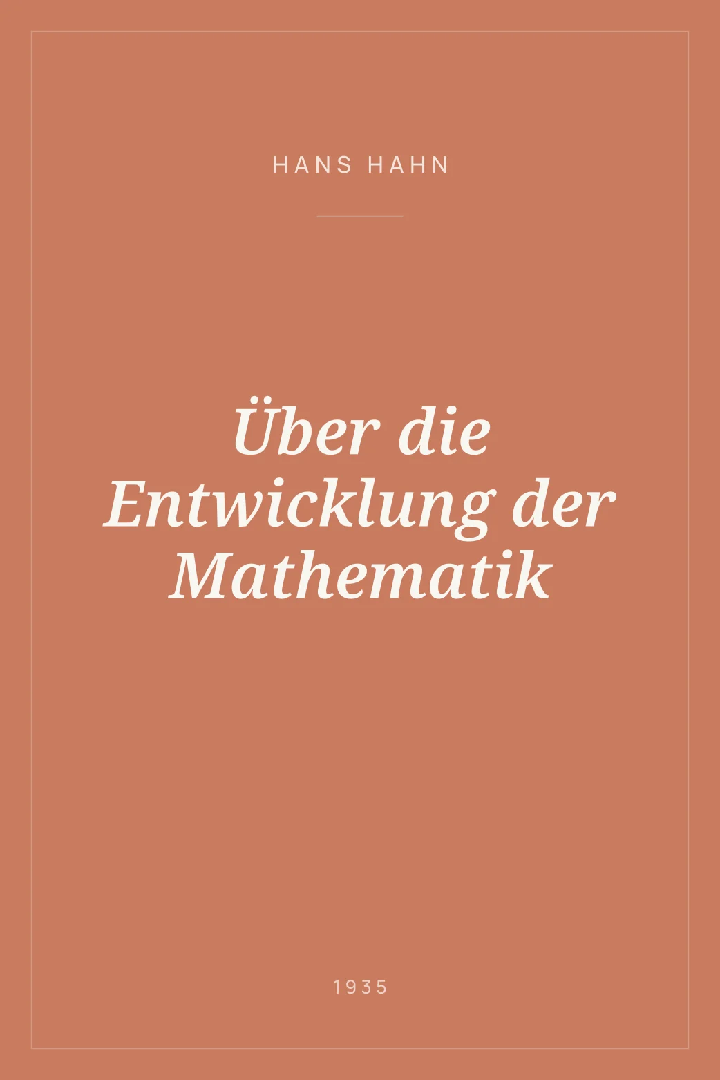 Portada de Über die Entwicklung der Mathematik