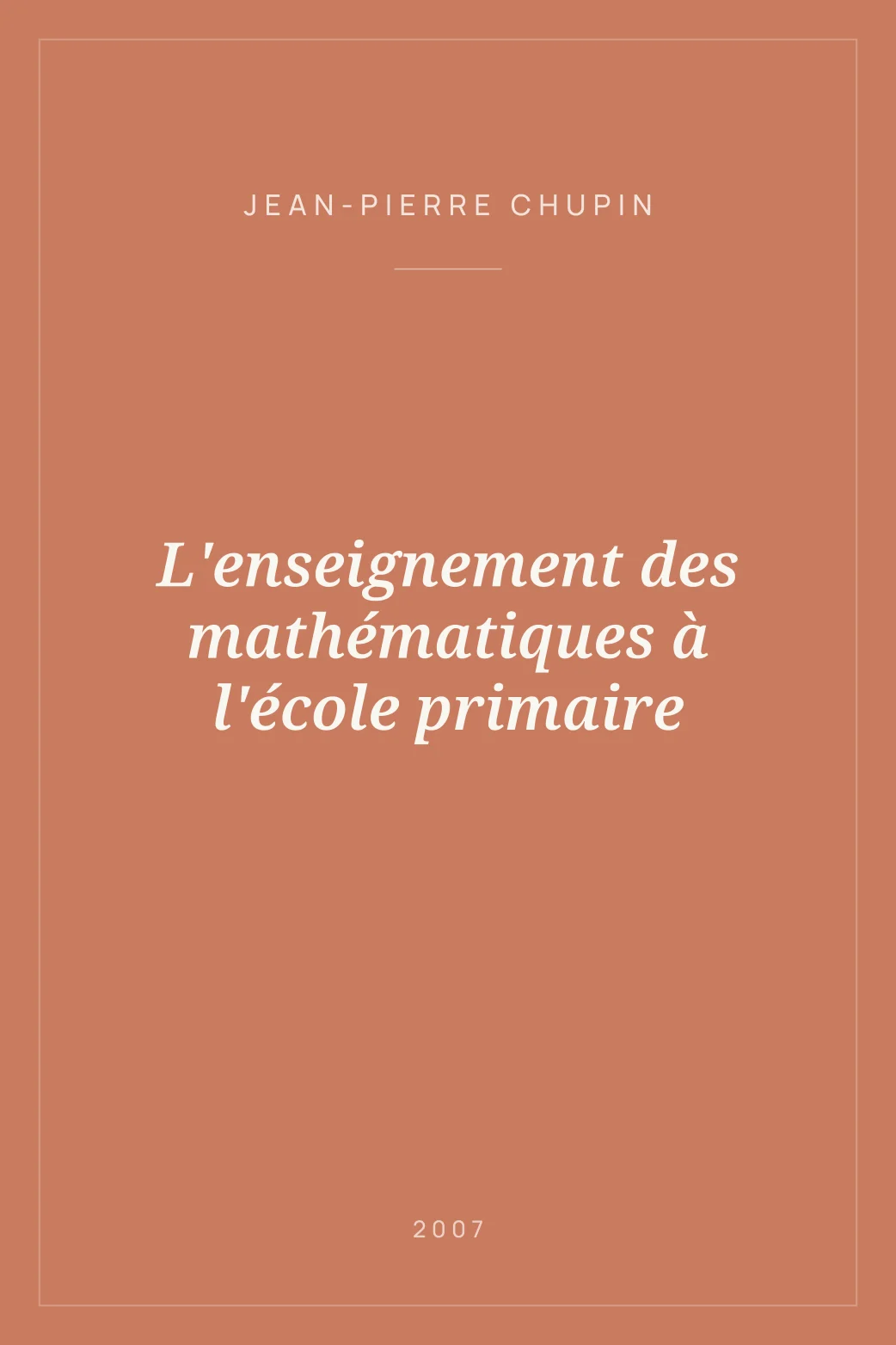Portada de L'enseignement des mathématiques à l'école primaire