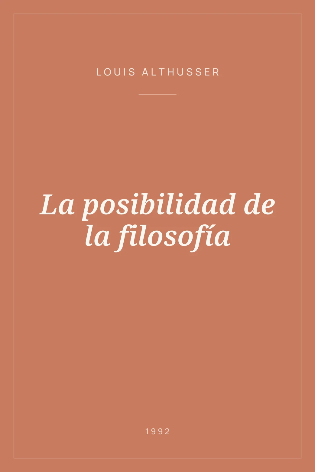 Portada de La posibilidad de la filosofía