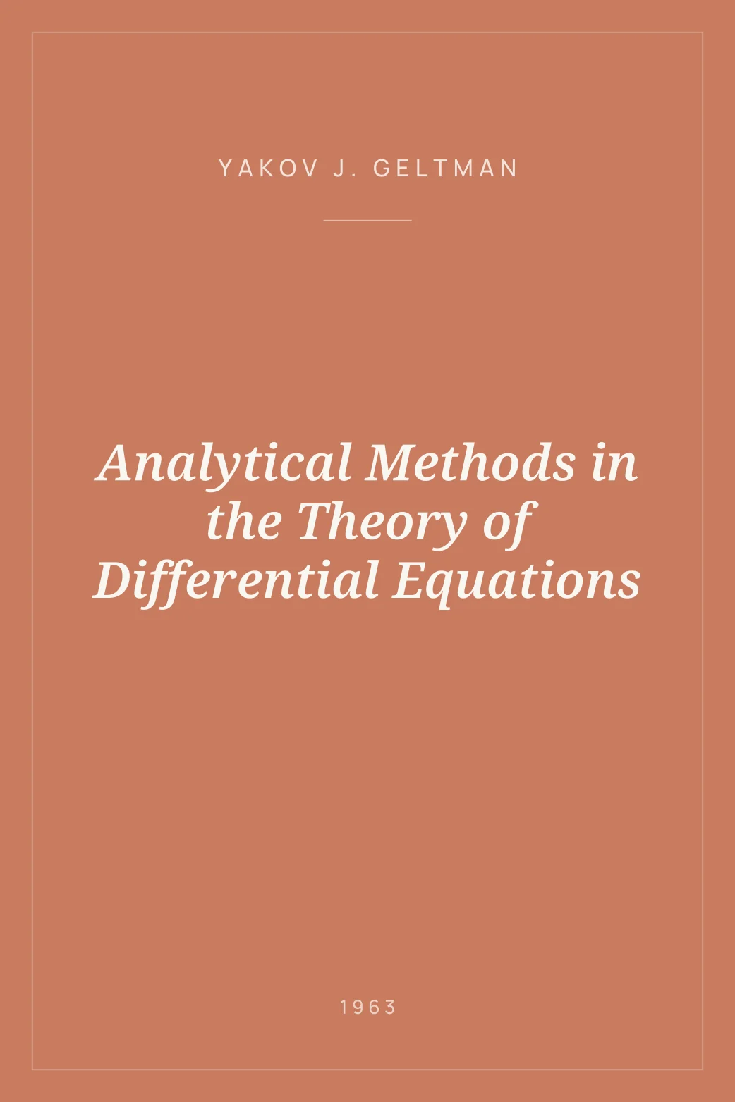 Portada de Analytical Methods in the Theory of Differential Equations