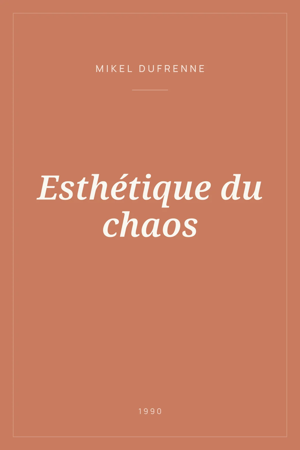 Portada de Esthétique du chaos