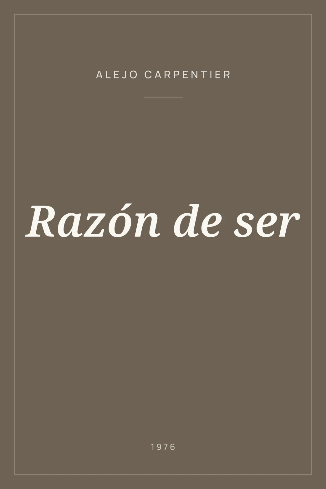 Portada de Razón de ser