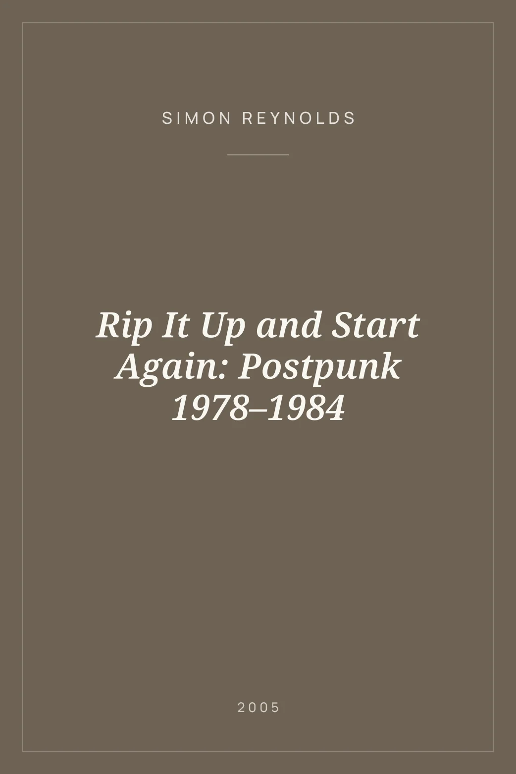 Portada de Rip It Up and Start Again: Postpunk 1978–1984