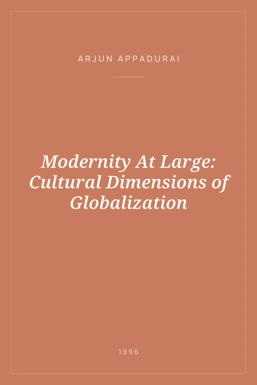 Portada de Modernity At Large: Cultural Dimensions of Globalization