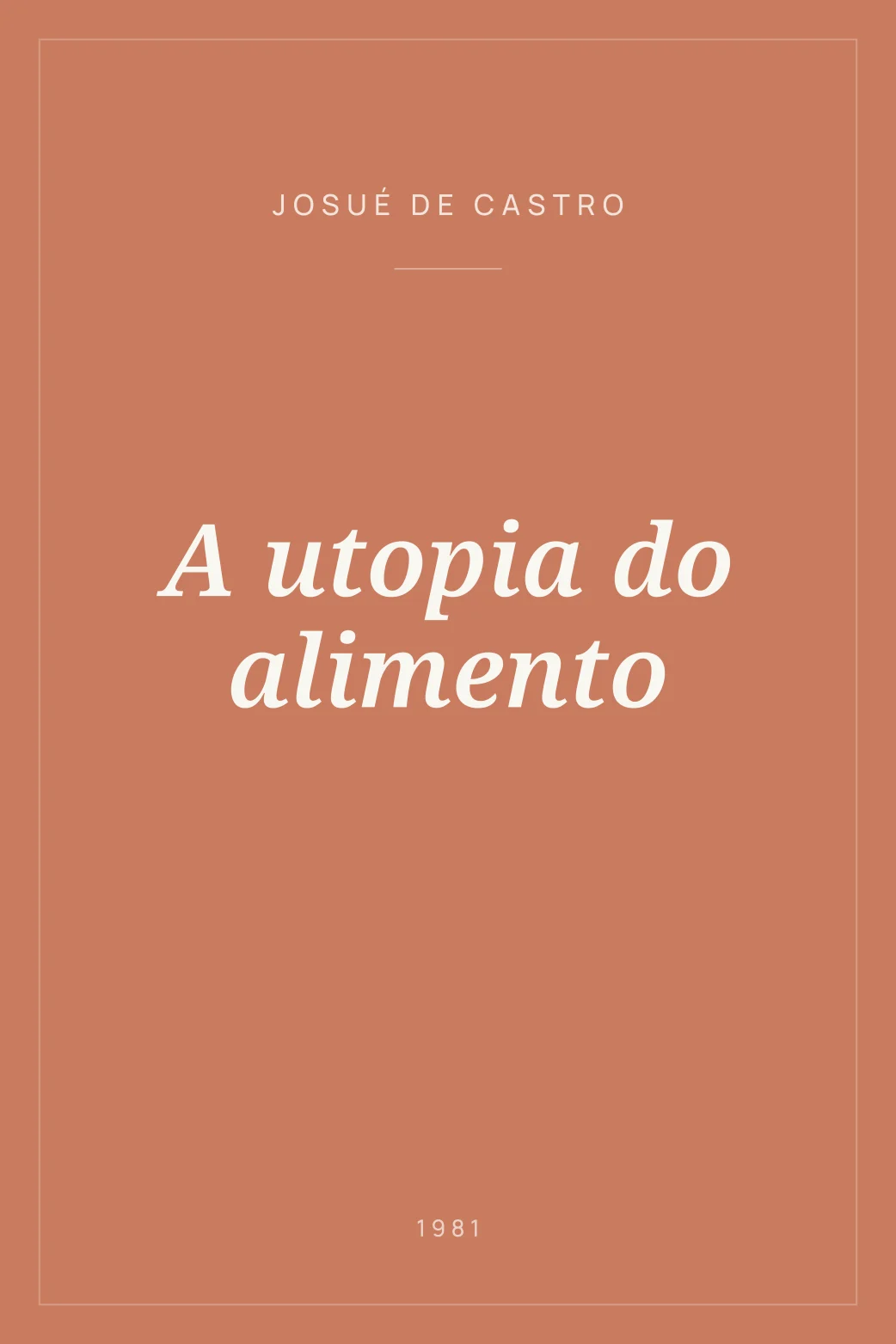 Portada de A utopia do alimento
