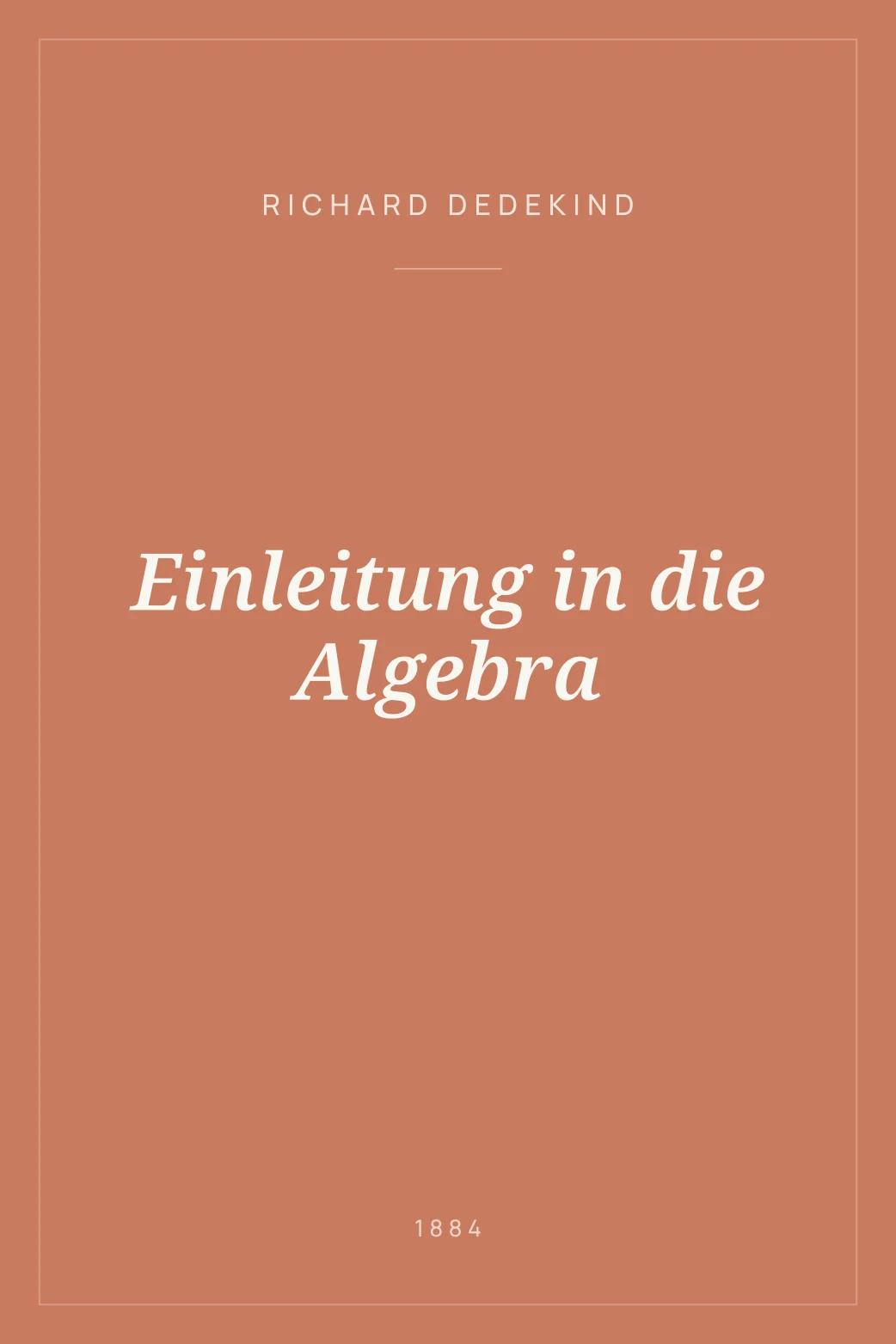 Portada de Einleitung in die Algebra