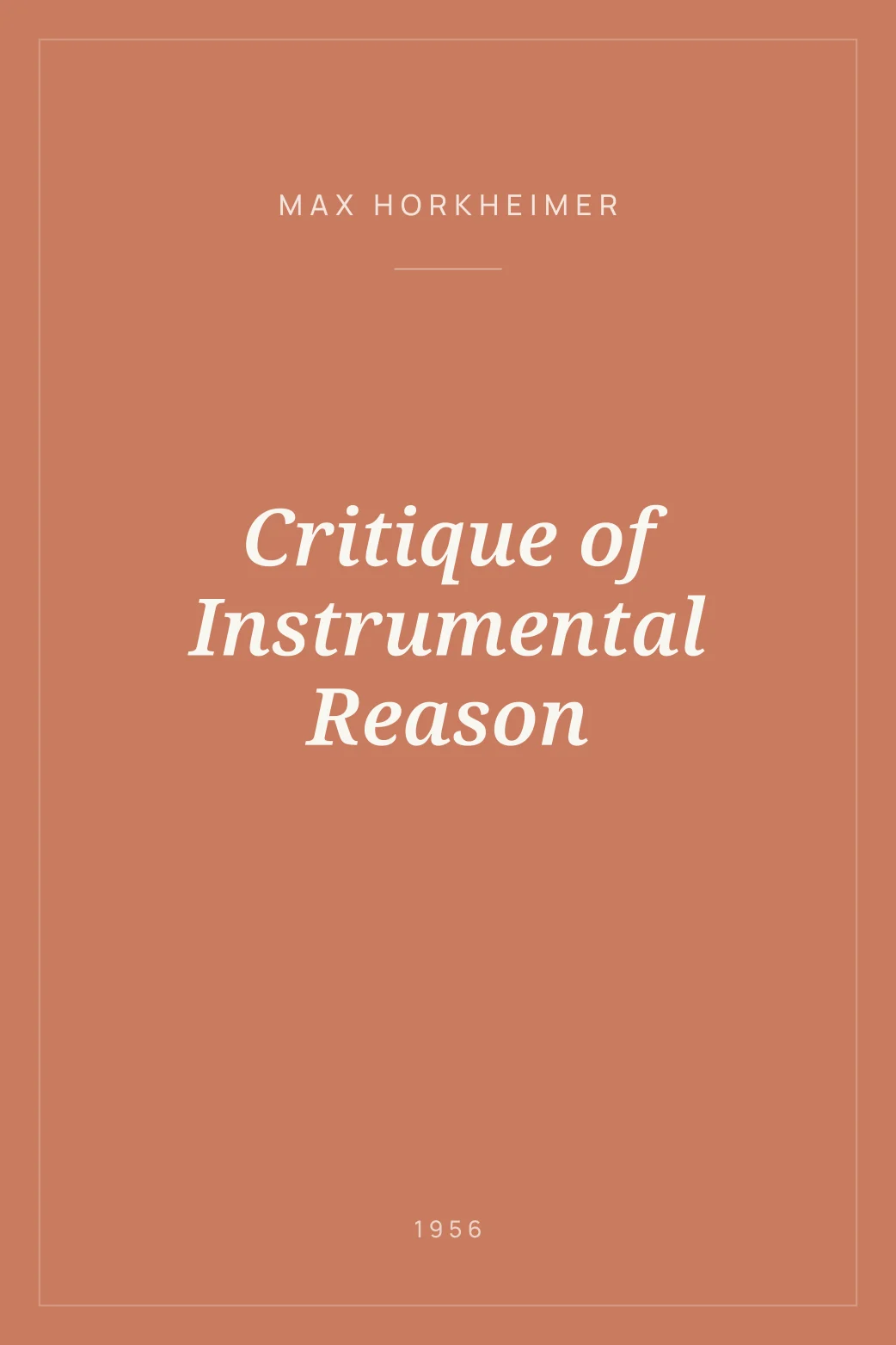 Portada de Critique of Instrumental Reason