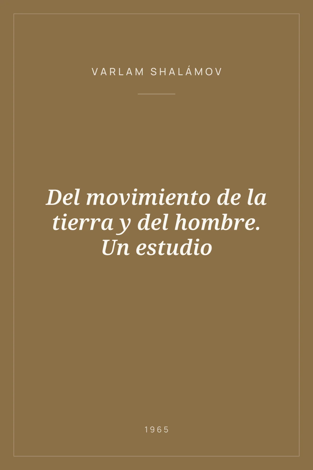 Portada de Del movimiento de la tierra y del hombre. Un estudio