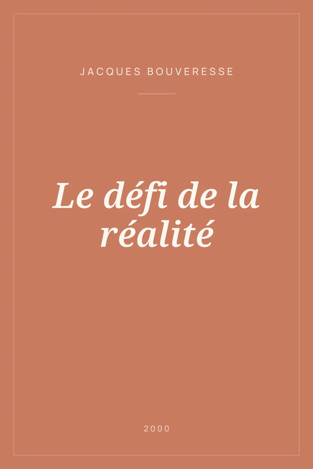 Portada de Le défi de la réalité