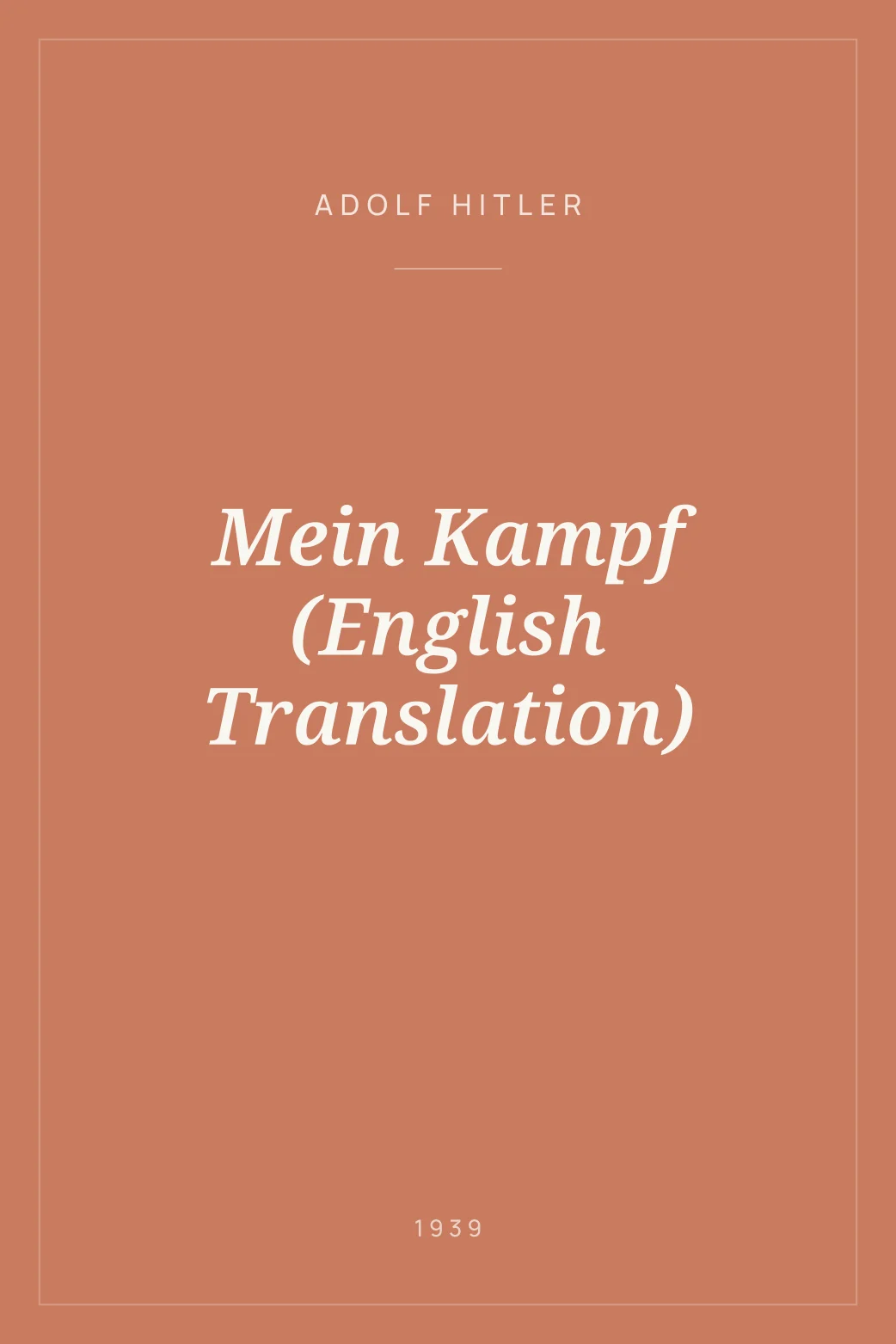 Portada de Mein Kampf (English Translation)