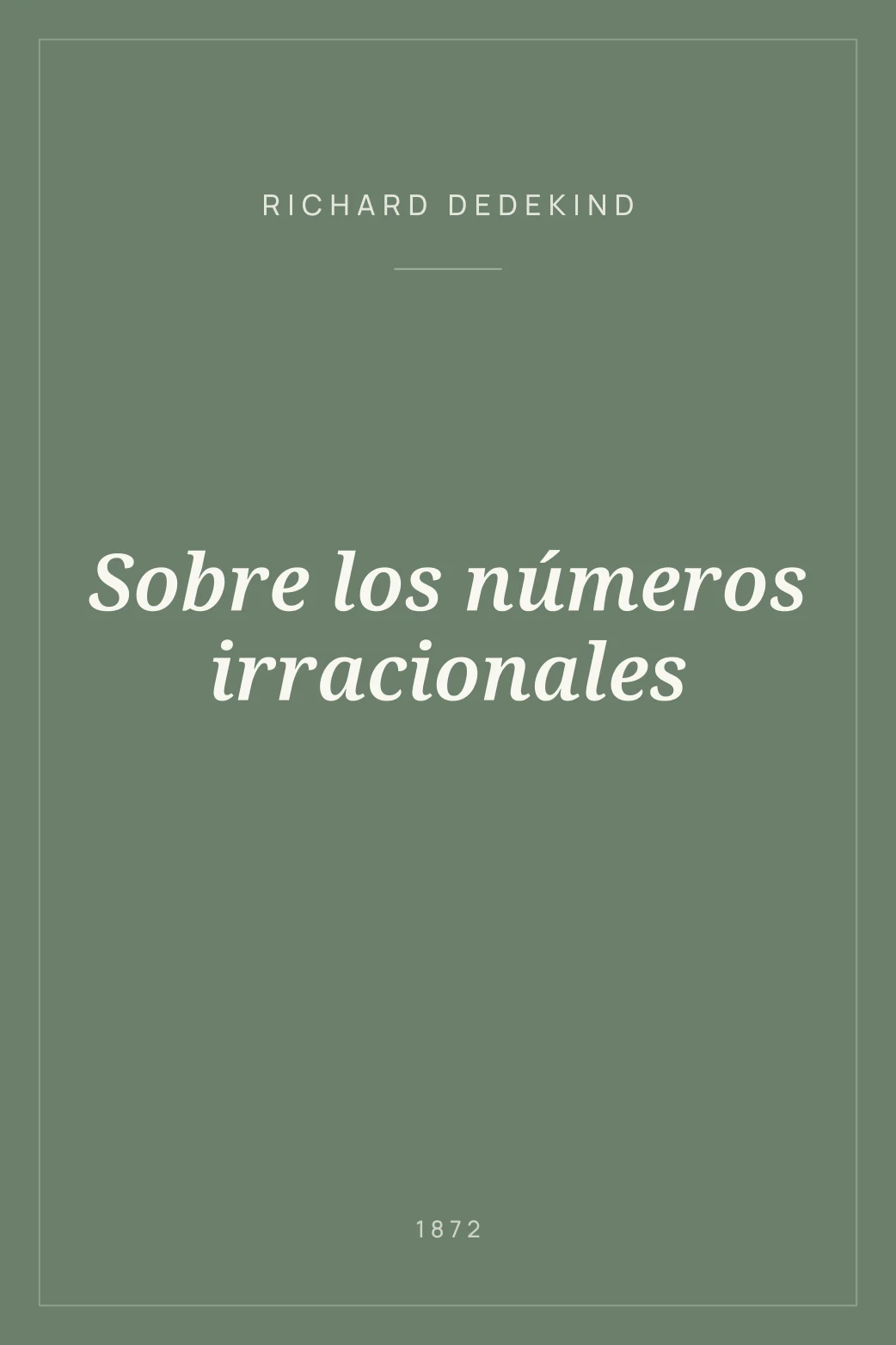 Portada de Sobre los números irracionales