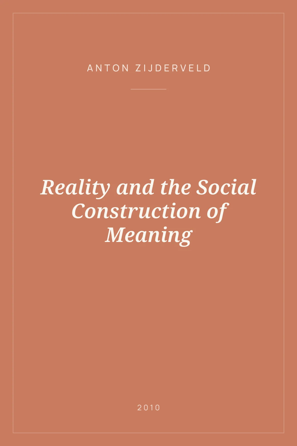 Portada de Reality and the Social Construction of Meaning