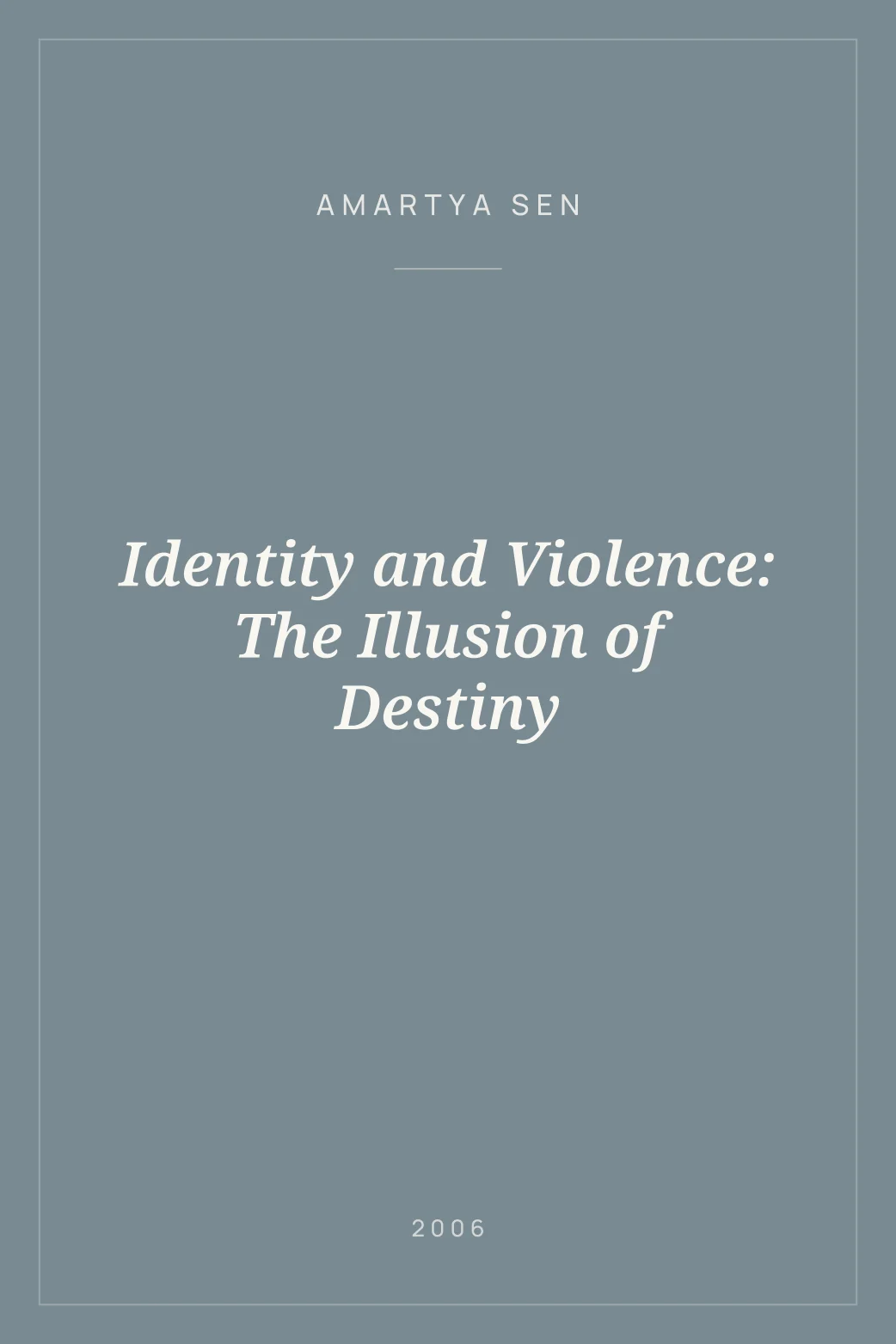 Portada de Identity and Violence: The Illusion of Destiny