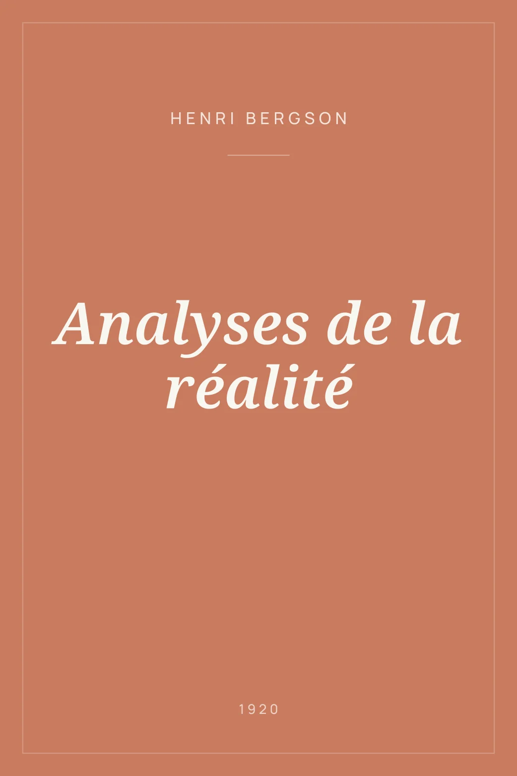 Portada de Analyses de la réalité