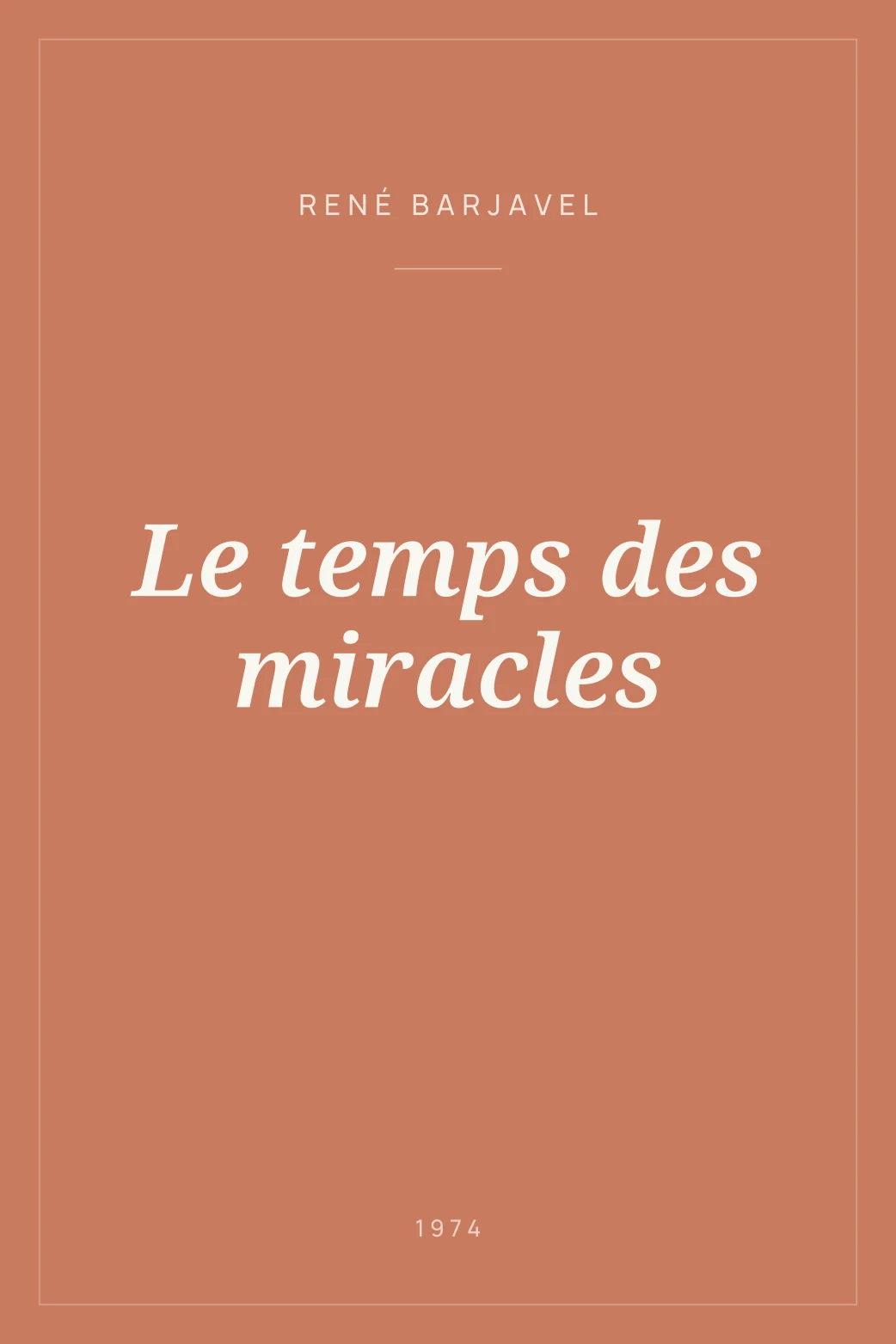 Portada de Le temps des miracles