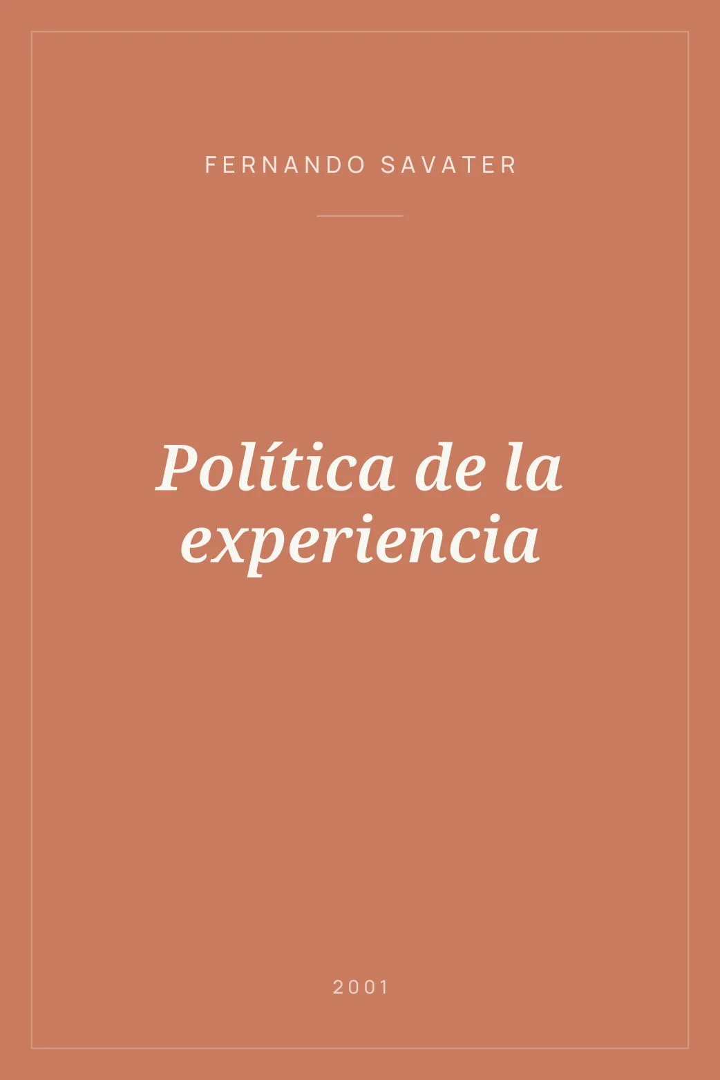Portada de Política de la experiencia
