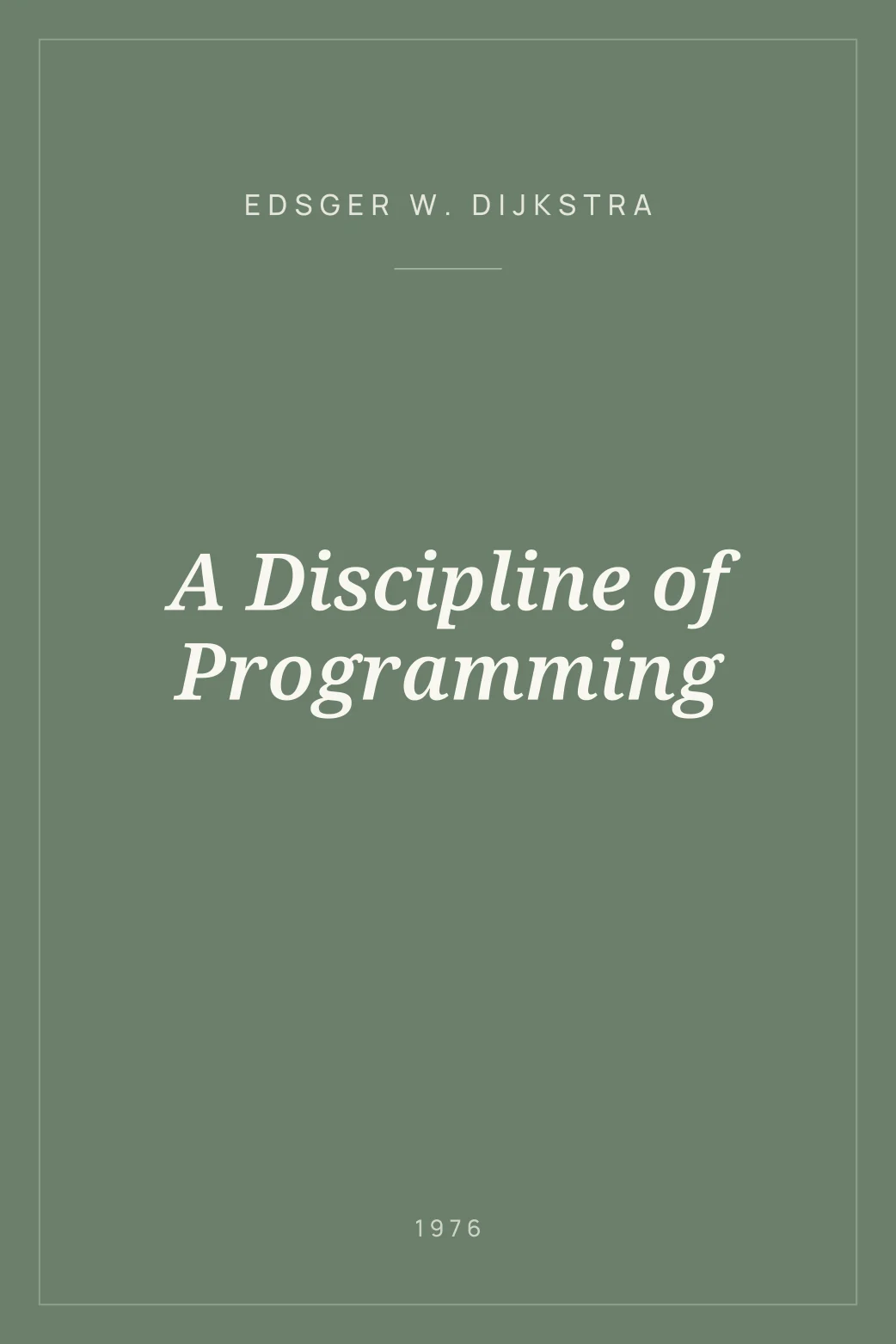 Portada de A Discipline of Programming