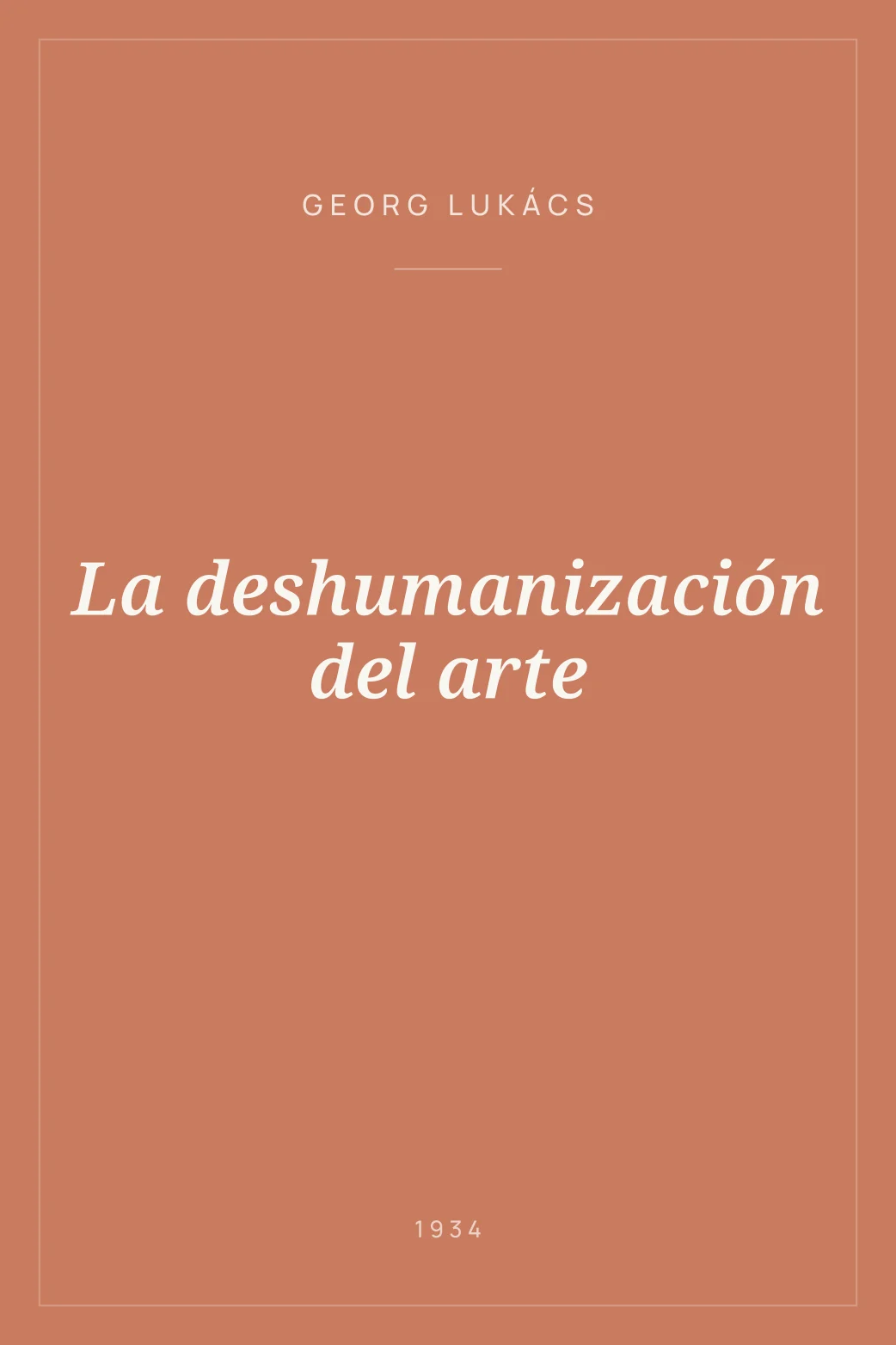 Portada de La deshumanización del arte