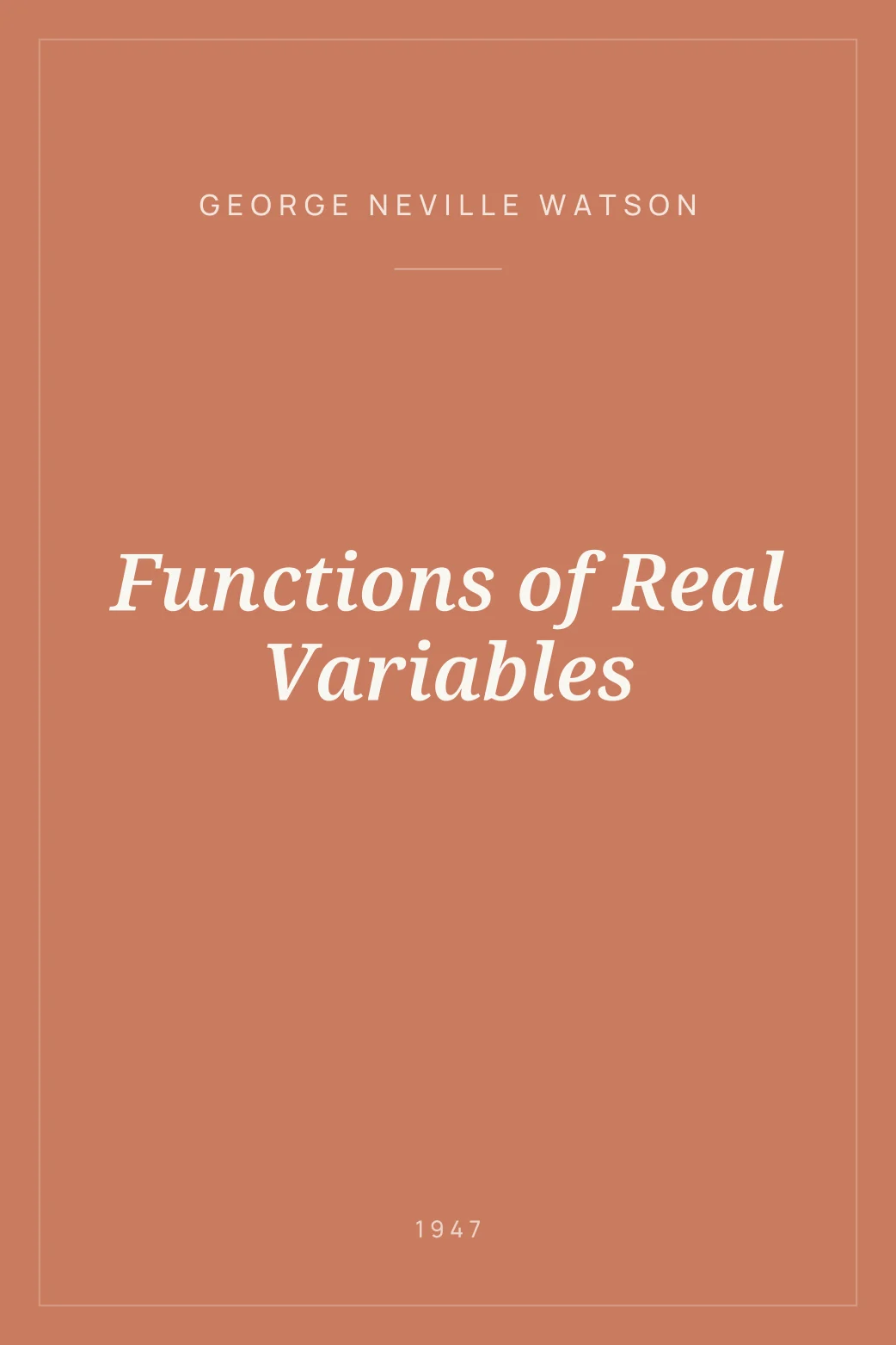 Portada de Functions of Real Variables