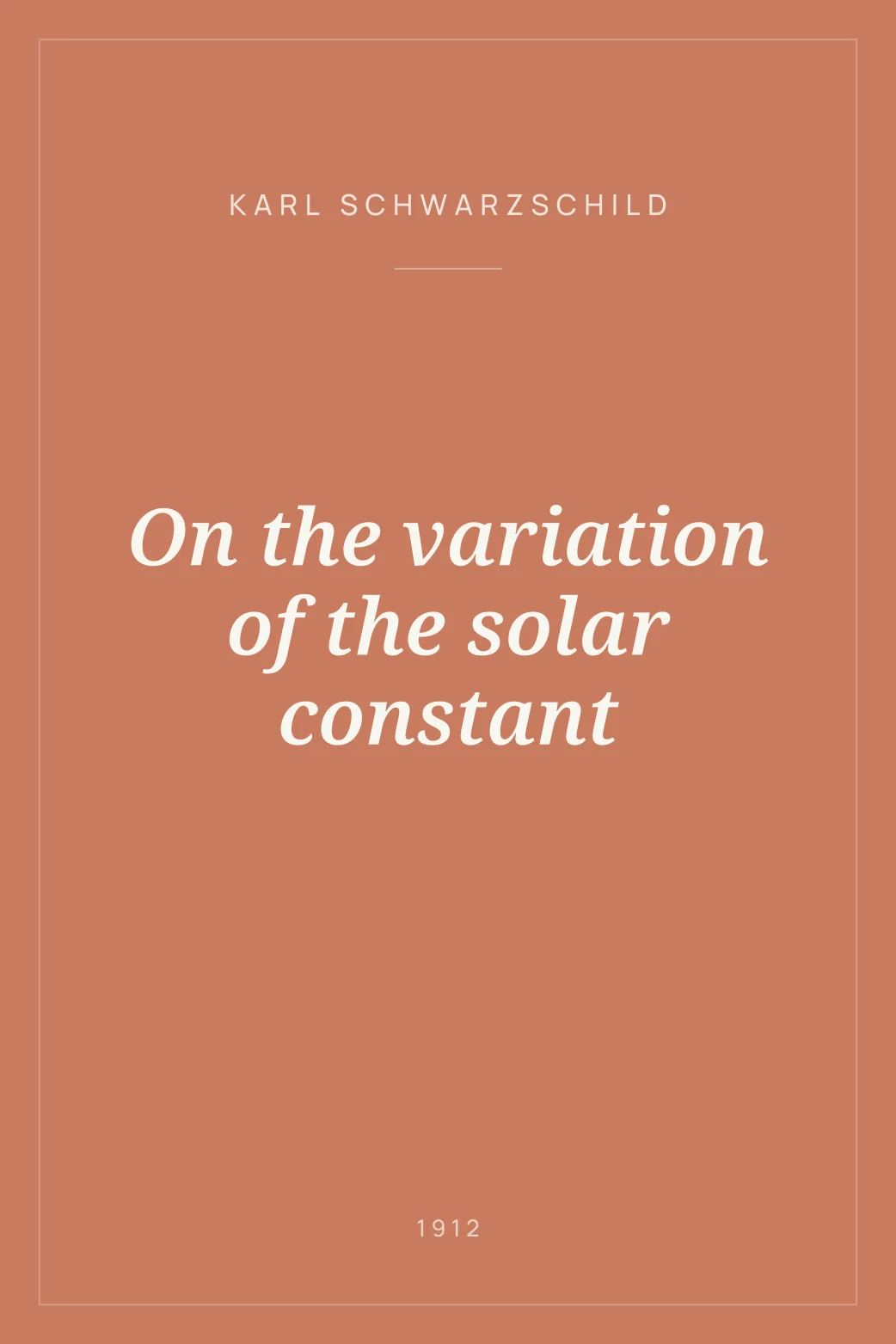 Portada de On the variation of the solar constant