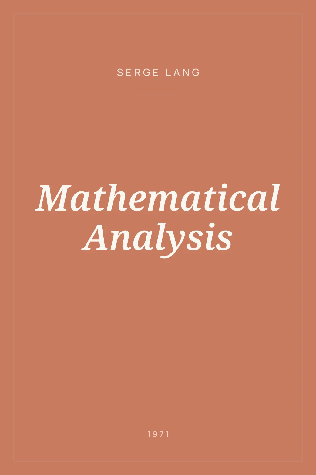 Portada de Mathematical Analysis