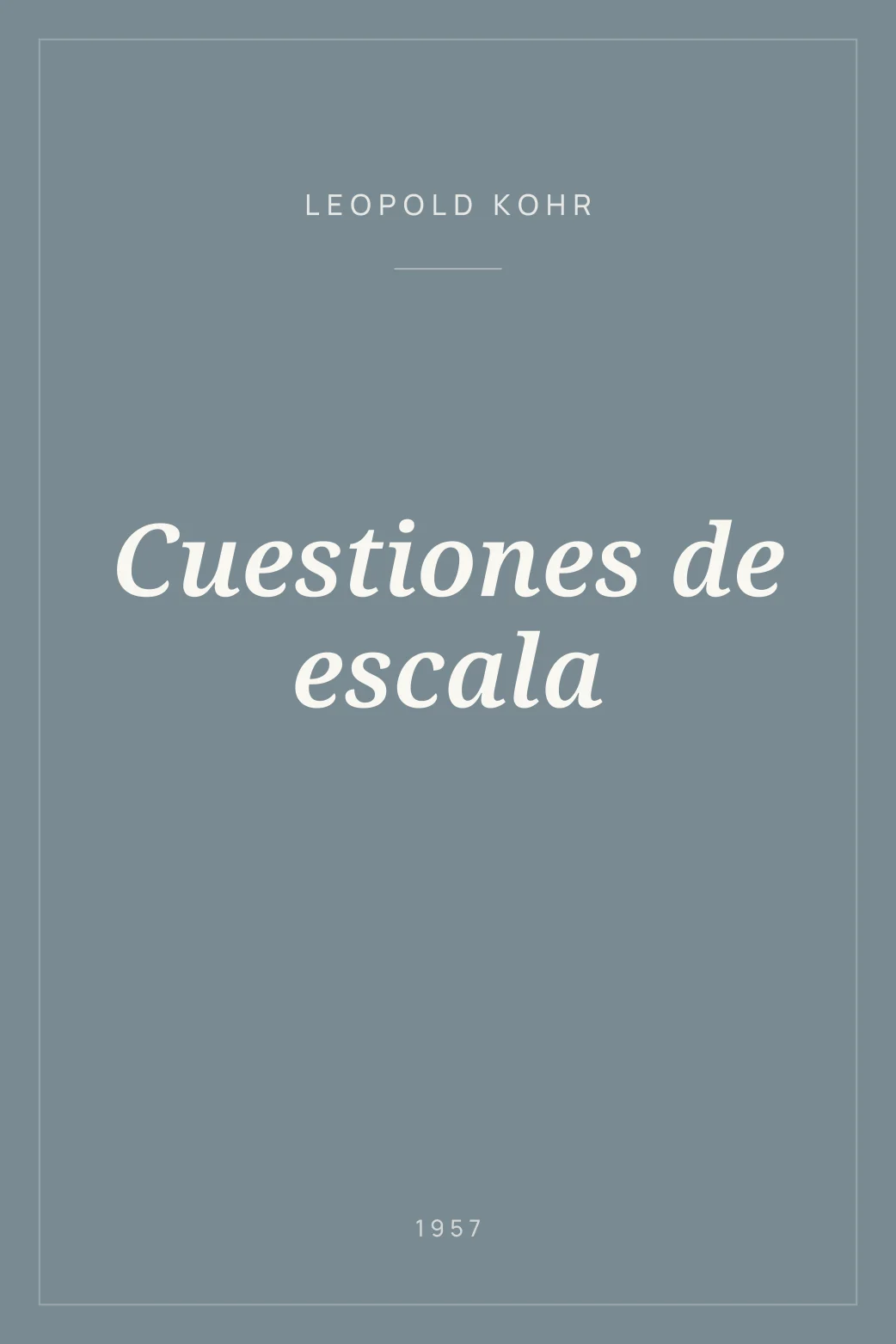 Portada de Cuestiones de escala