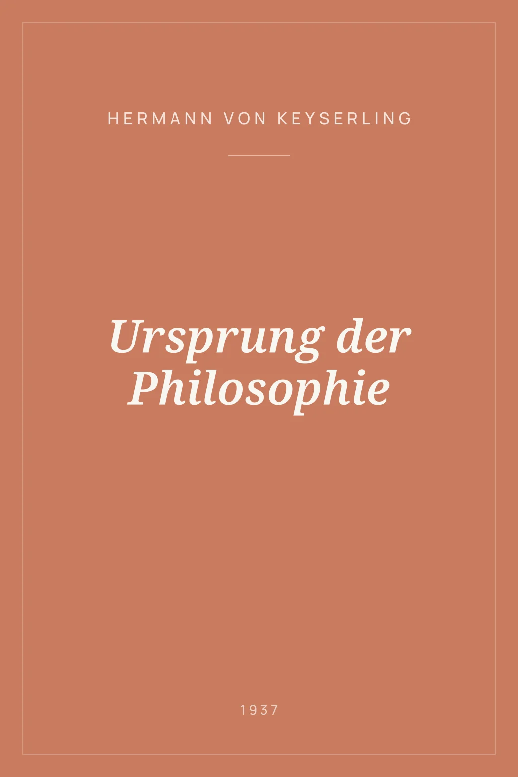 Portada de Ursprung der Philosophie