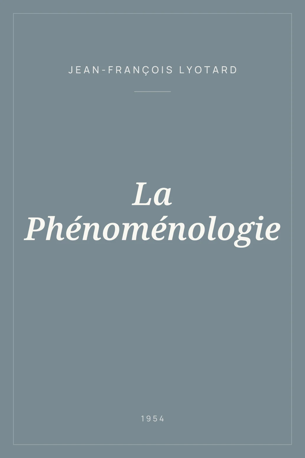 Portada de La Phénoménologie
