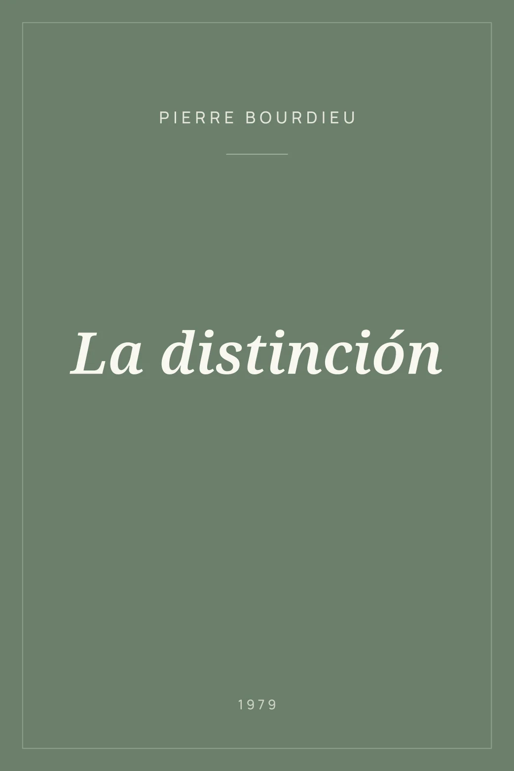 Portada de La distinción