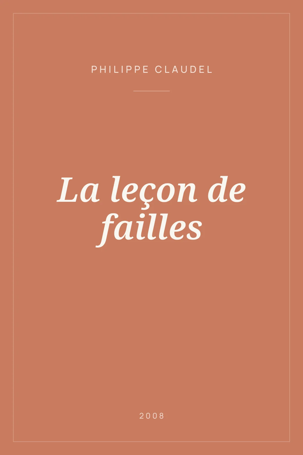 Portada de La leçon de failles
