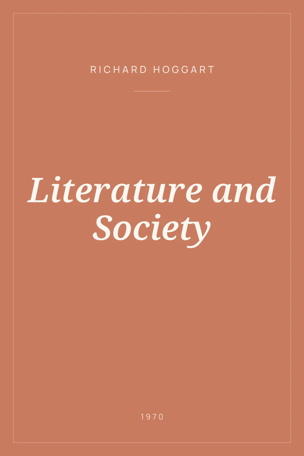 Portada de Literature and Society