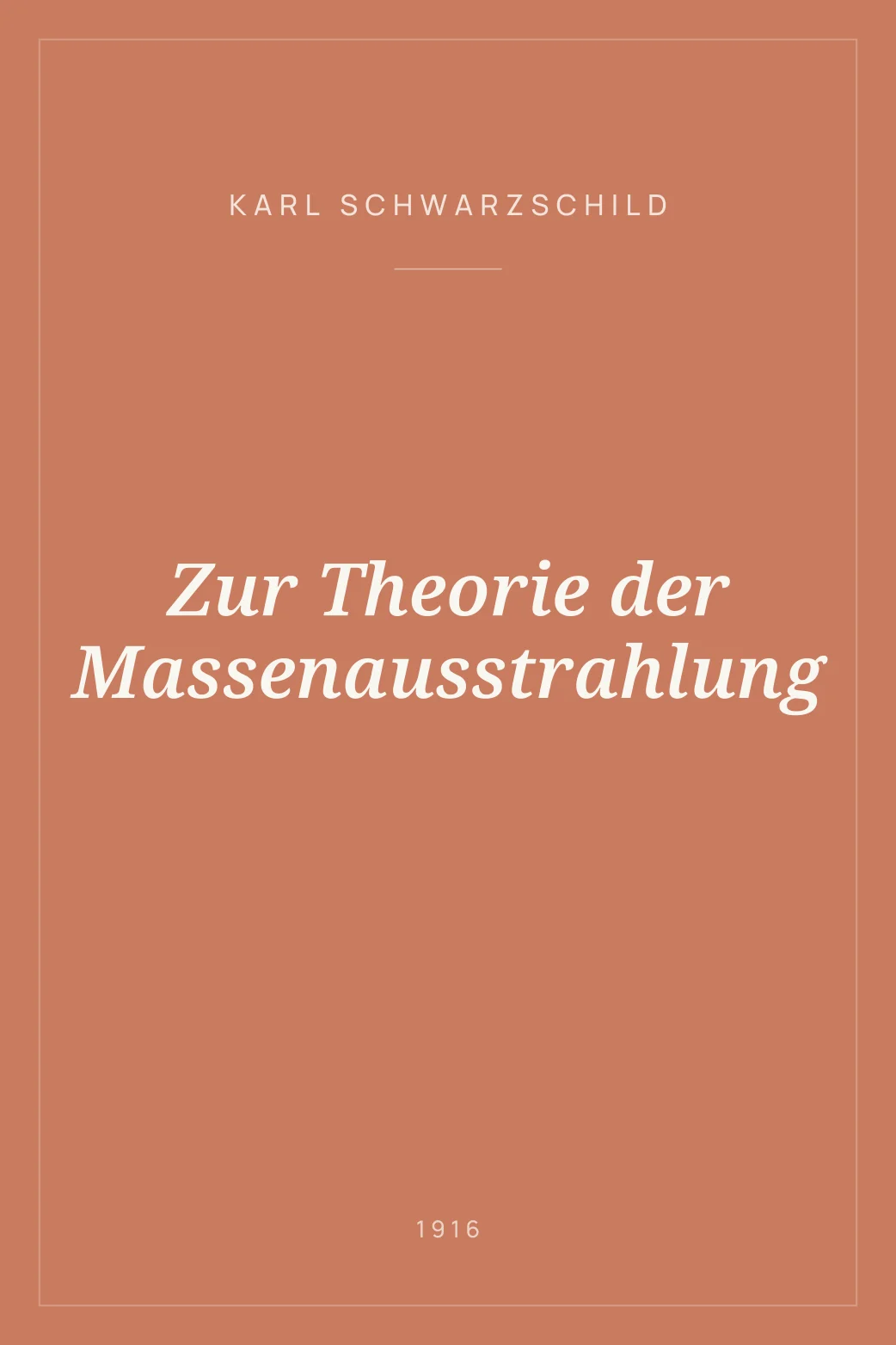 Portada de Zur Theorie der Massenausstrahlung