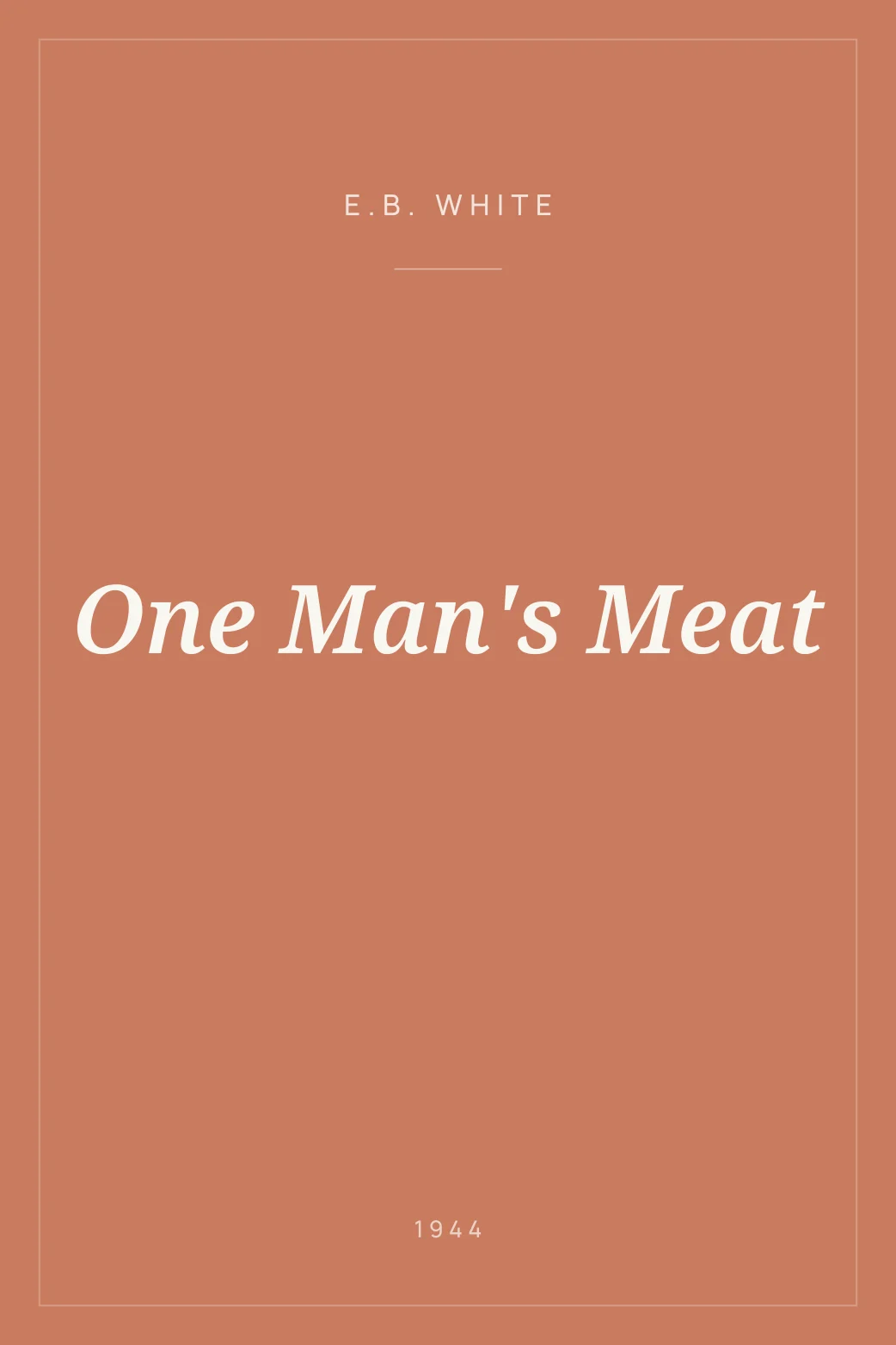 Portada de One Man's Meat