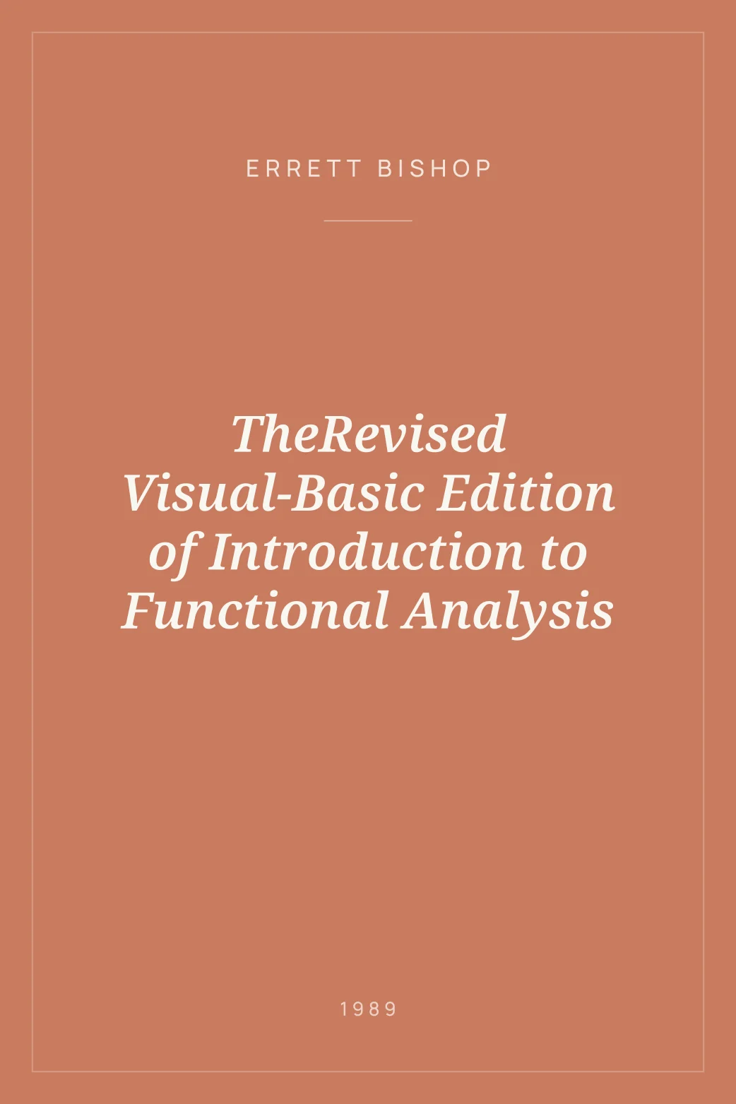 Portada de TheRevised Visual-Basic Edition of Introduction to Functional Analysis
