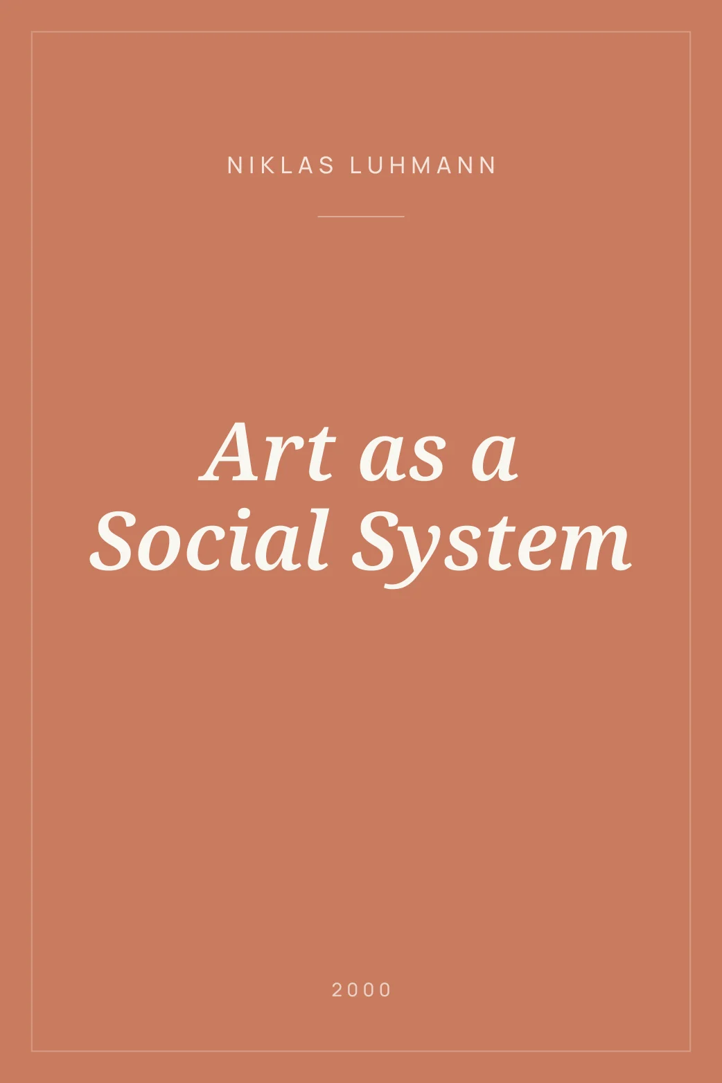 Portada de Art as a Social System