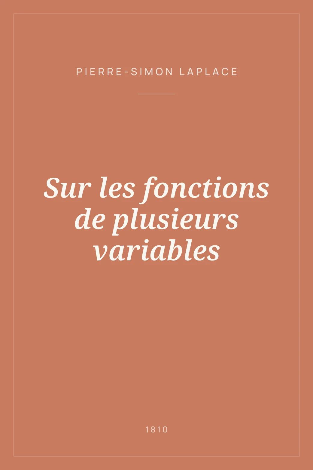 Portada de Sur les fonctions de plusieurs variables