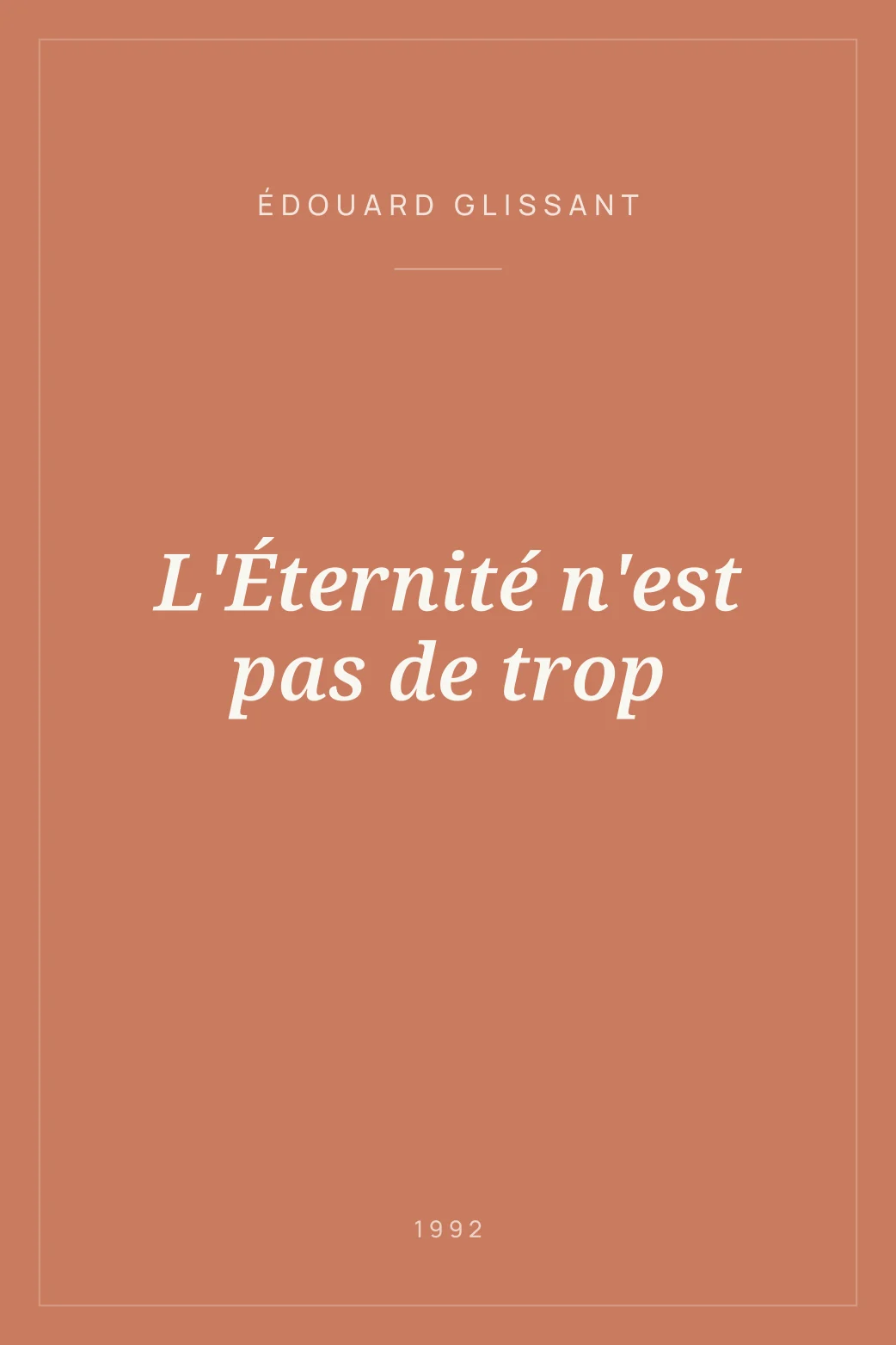Portada de L'Éternité n'est pas de trop