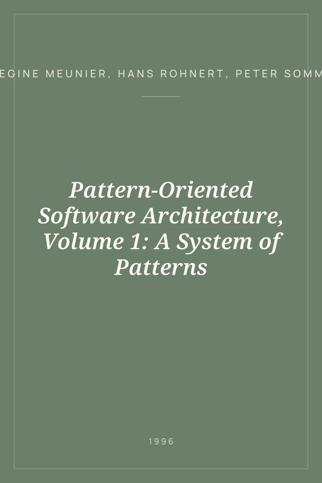 Portada de Pattern-Oriented Software Architecture, Volume 1: A System of Patterns