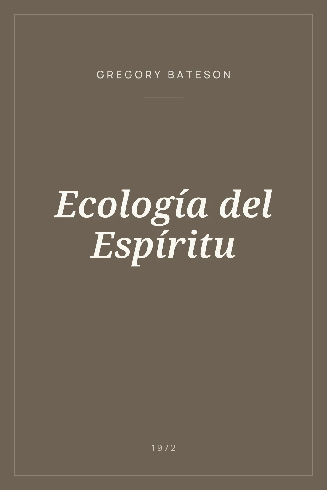 Portada de Ecología del Espíritu