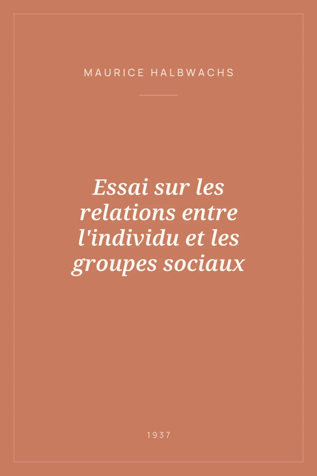Portada de Essai sur les relations entre l'individu et les groupes sociaux