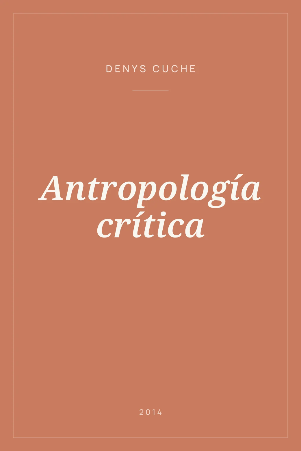Portada de Antropología crítica